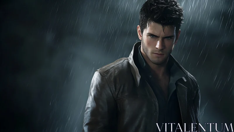 Stormlit hero gazes forward with quiet, determined strength