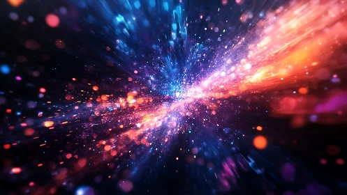 Radiant cosmic particle stream converges in deep space field