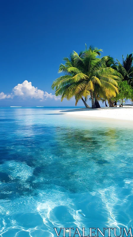Tropical Paradise Beach with Coconut Palms.