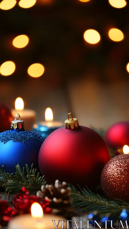 Candlelit baubles bask in cozy, golden holiday hush.