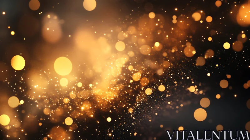 Glowing golden bokeh dust swirling across dark space.