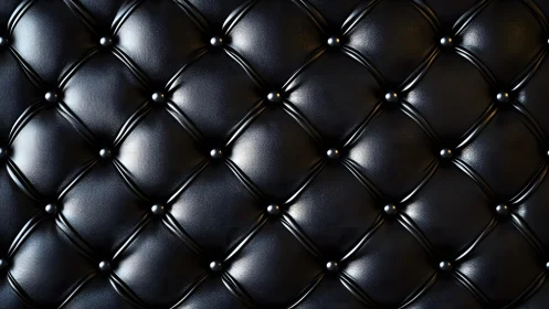 Luxurious black tufted leather upholstery in modern style.