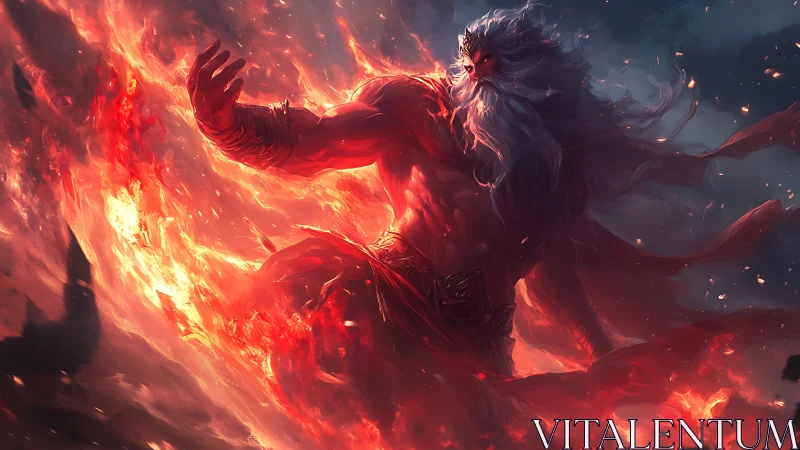 Mythic fire titan in dynamic infernal character concept art.