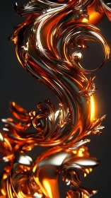 Molten baroque scrollwork in luminous orange chrome.