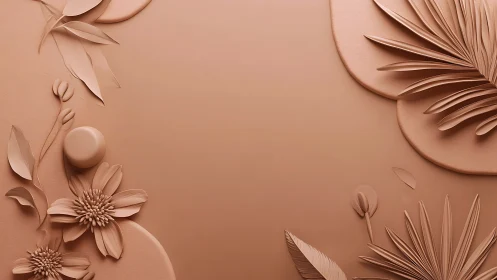 Monochrome floral relief frames a calm minimal backdrop