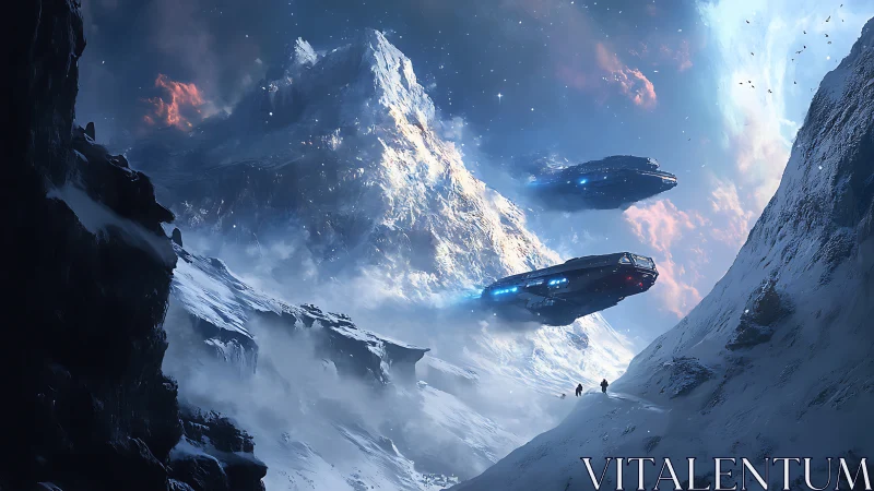 Glacial star corridor with low‑flying scout cruisers.