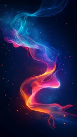 Luminous fluid forms flow through dark space with gradient fire