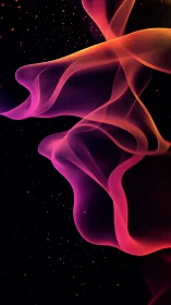 Neon magenta energy ribbons curve through deep black space