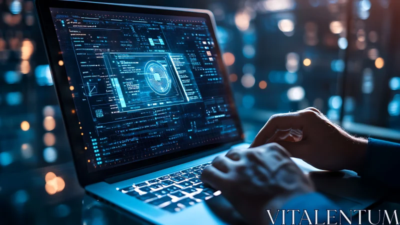 Cybersecurity analyst reviewing digital threat intelligence dashboard