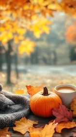 Pumpkin porch daydream with coffee steam and amber leaves.
