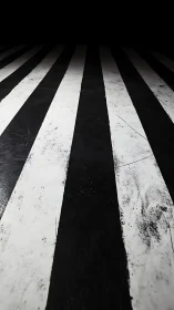 Bold black and white stripes fading into soft darkness.
