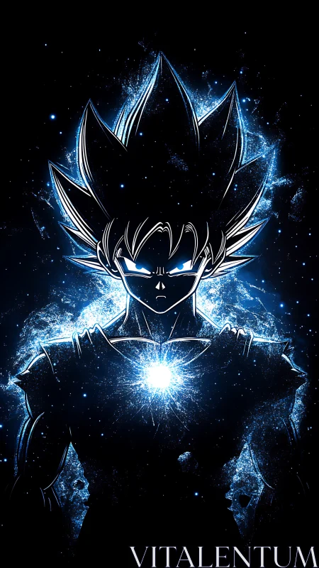 Celestial energy warrior silhouette with radiant core aura