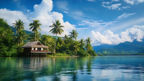 Tropical Island Sanctuary: Traditional Stilt House Overlooking Emerald Waters