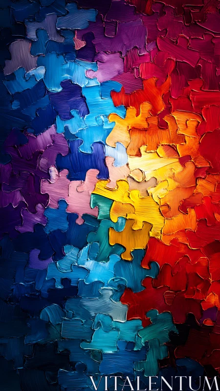 Impasto jigsaw chromatic field with interlocking gradients.