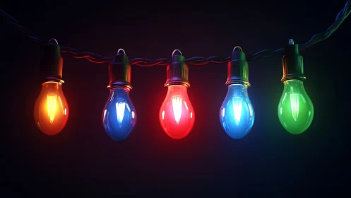 Neon carnival string lights glowing against midnight hush.