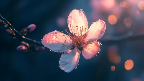 Dewdrop Blossoms Glowing in Morning Light