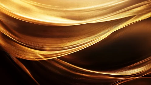 Golden fluid light waves sweeping across dark gradient field.