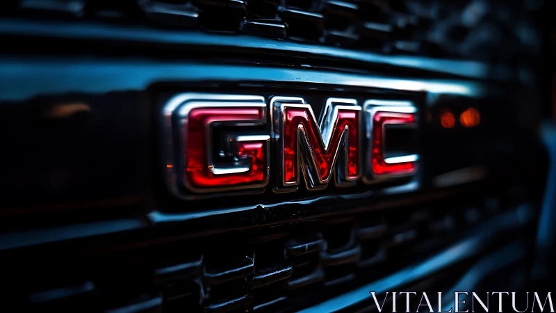 Bold GMC grille emblem glows with modern automotive power