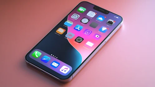 Modern iPhone displaying gradient home screen with app icons.