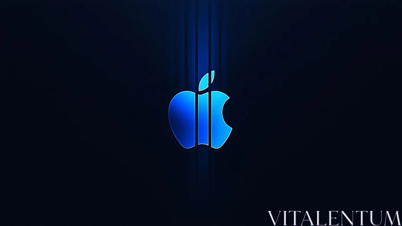 Apple Logo with Cross Intersection in Luminous Blue Gradient