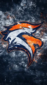 Galloping chrome stallion crest on grunge storm canvas.