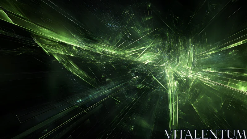 Futuristic Green Abstract Fractal Explosion in Digital Art Style.