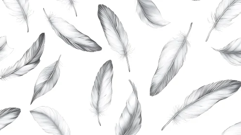 Falling Feathers Pattern in Grayscale.