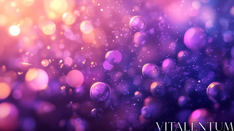 Abstract purple and pink bokeh spheres in soft focus field.
