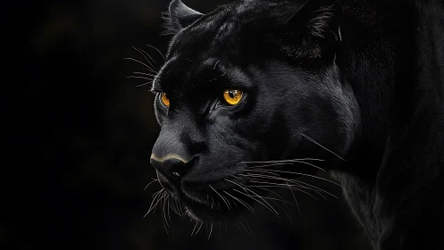 Striking Portrait of a Black Panther's Golden Gaze.