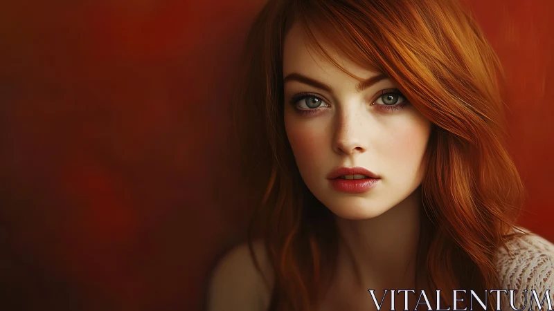Portrait study of red-haired woman with soft cinematic key lighting
