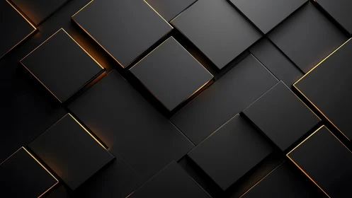 Warm glow behind sleek black geometric panels at rest.