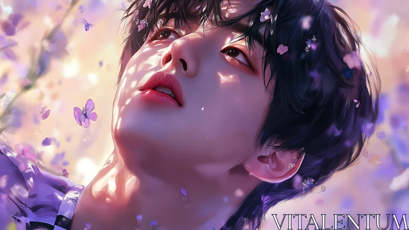 Dreamlike close-up portrait rendered in luminous digital painting