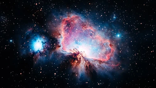 Photorealistic deep-space nebula with luminous stellar core.