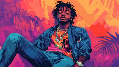 Cool artist lounges in bold neon colors and laid back style