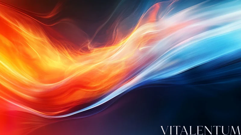 Abstract Energy Waves: Luminous Flow of Red, Orange, and Blue Light