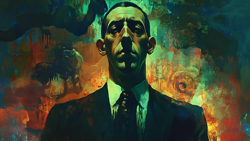 Expressionist digital portrait with eldritch atmospheric field.