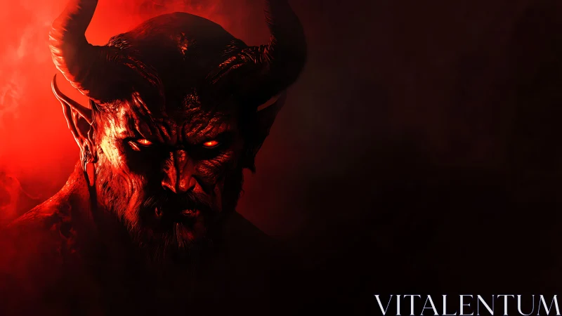Horned demonic figure is rendered in high contrast red lighting