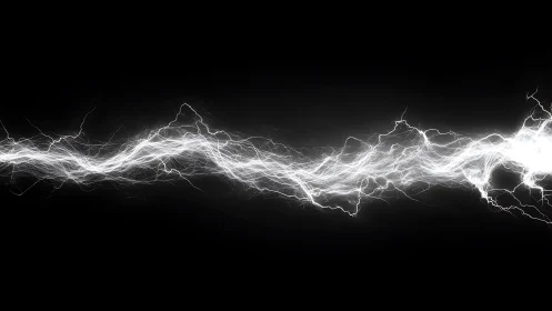 Electric river of white lightning pulsing through darkness.