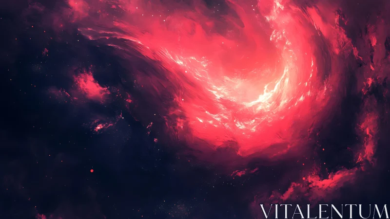 Fiery cosmic vortex glows softly within deep violet space