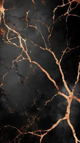 Dark surface with copper fracture lines in vertical layout.