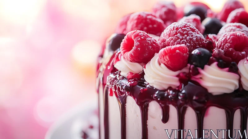 Crimson Velvet Cascade: Berry-Crowned Layer Cake Decadence.