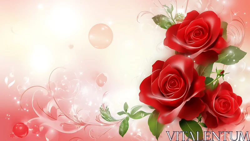 Red Roses Digital Art. Floral Design.