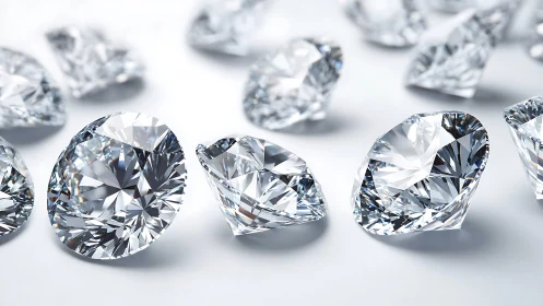Brilliant cut diamonds sparkle across a luminous surface.