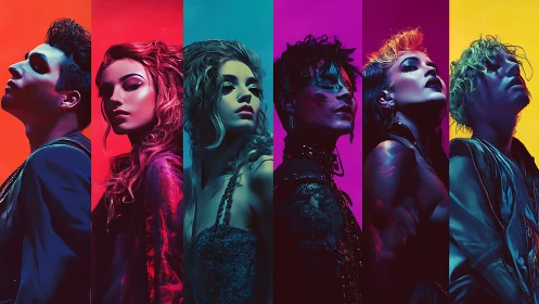 Electric portraits of vibrant dreamers in prism-bright light.