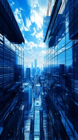 Urban Skyline Convergence: Blue Metropolitan Corridor.