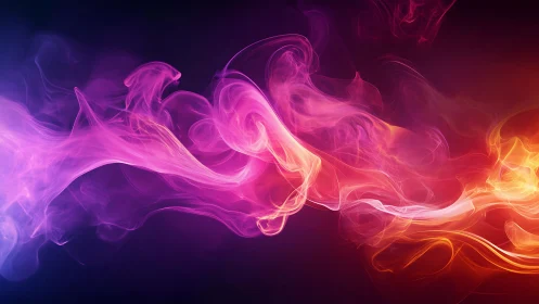 Digital painting of neon smoke ribbons on dark gradient field.