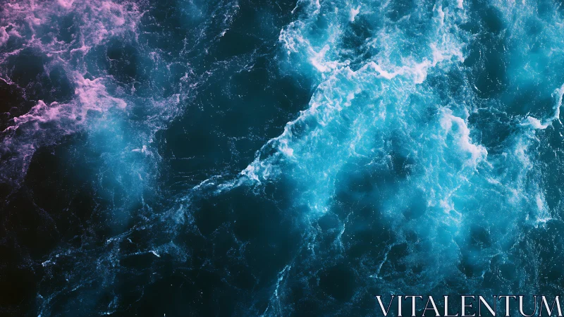 Colored light illuminates turbulent ocean surface patterns