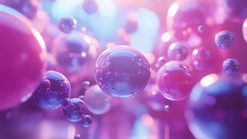 Floating Iridescent Bubbles in Dreamy Abstract Style.