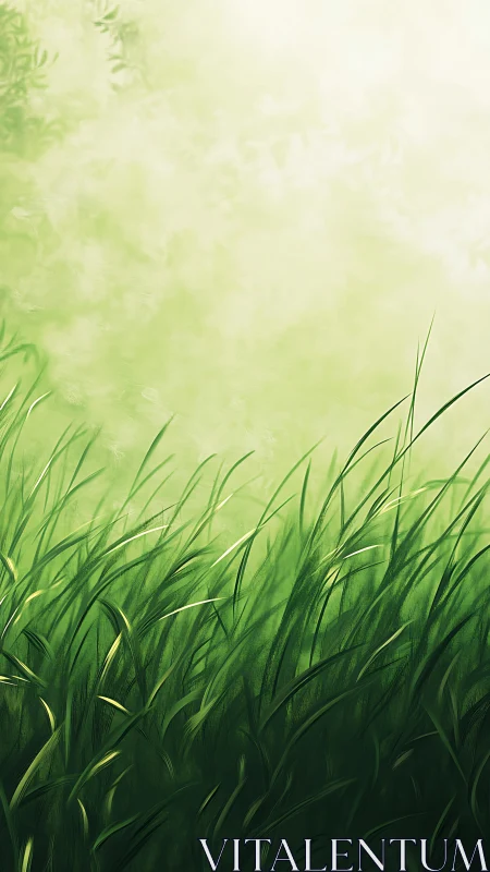 Soft morning light drifting through whispered green grass.