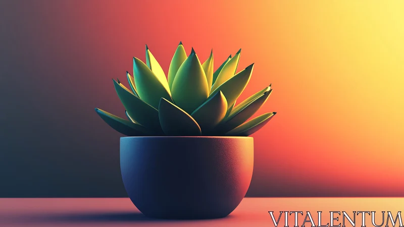 Sunlit succulent rendered in stylized 3D with gradient lighting